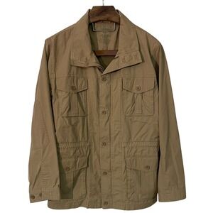 LL Bean Mens Khaki Cotton Zip Field Safari Jacket Utility Chore Coat Gorpcore M